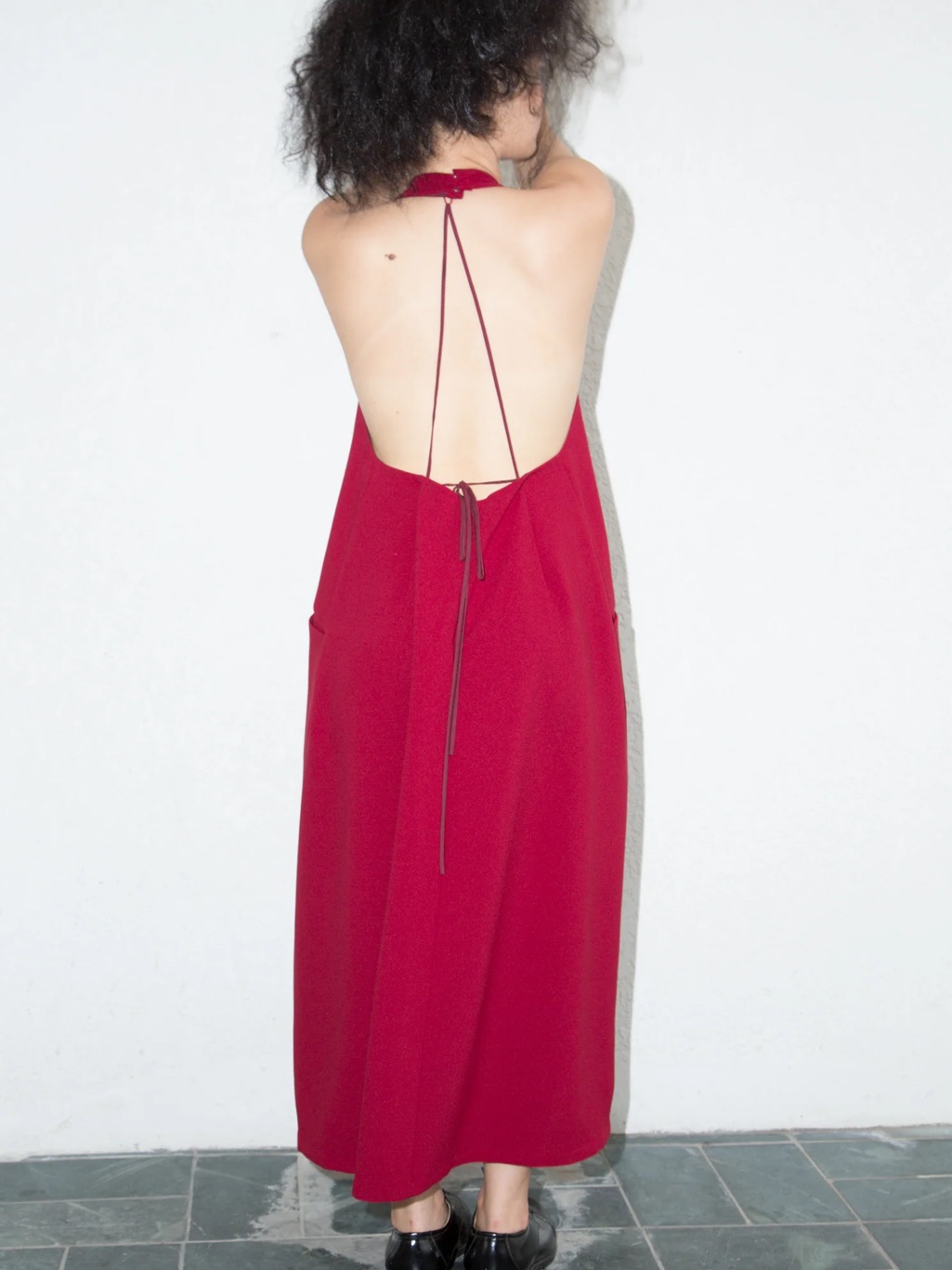 Weed Halter Overall Pocket Dress W/ Removable Straps In Red — image 3 of 8